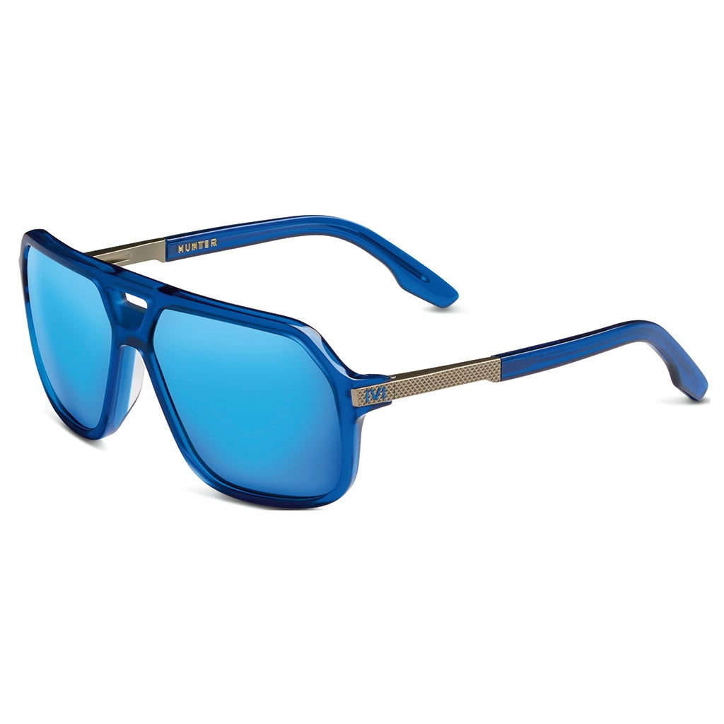 Hunter: Matte Midway Blue - Antique Brass / Pacific Blue Flash Lens