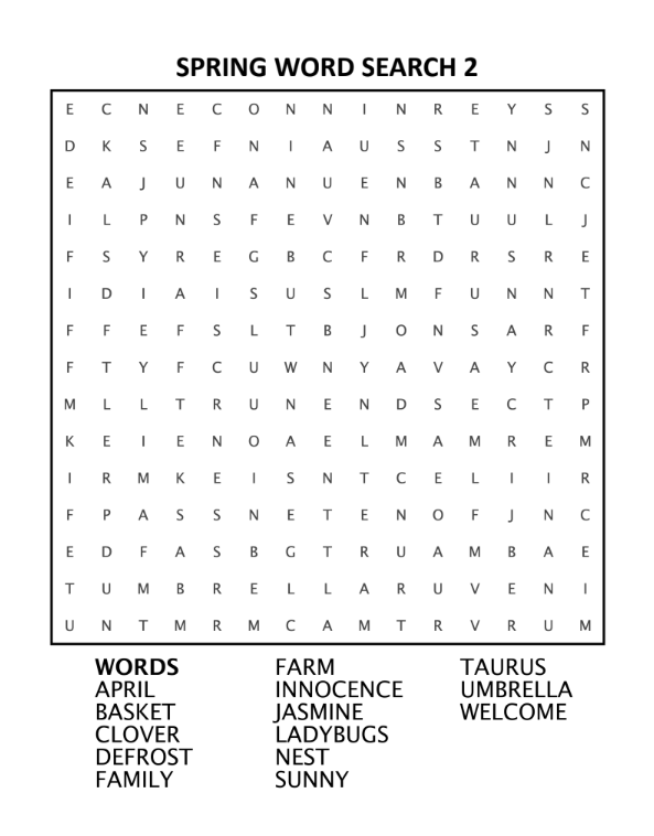 50 Spring Word Search Puzzles with Answers – Instant Download