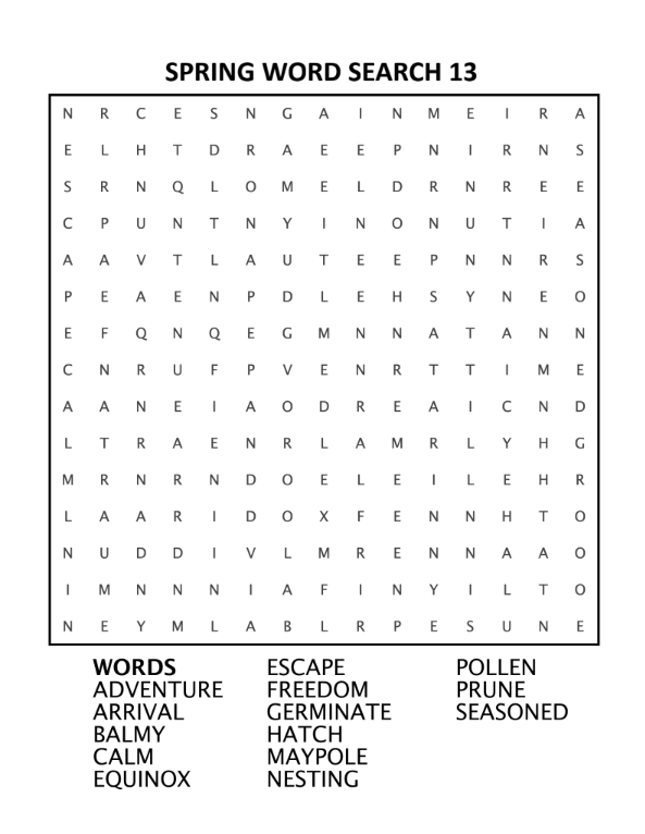 50 Spring Word Search Puzzles with Answers – Instant Download