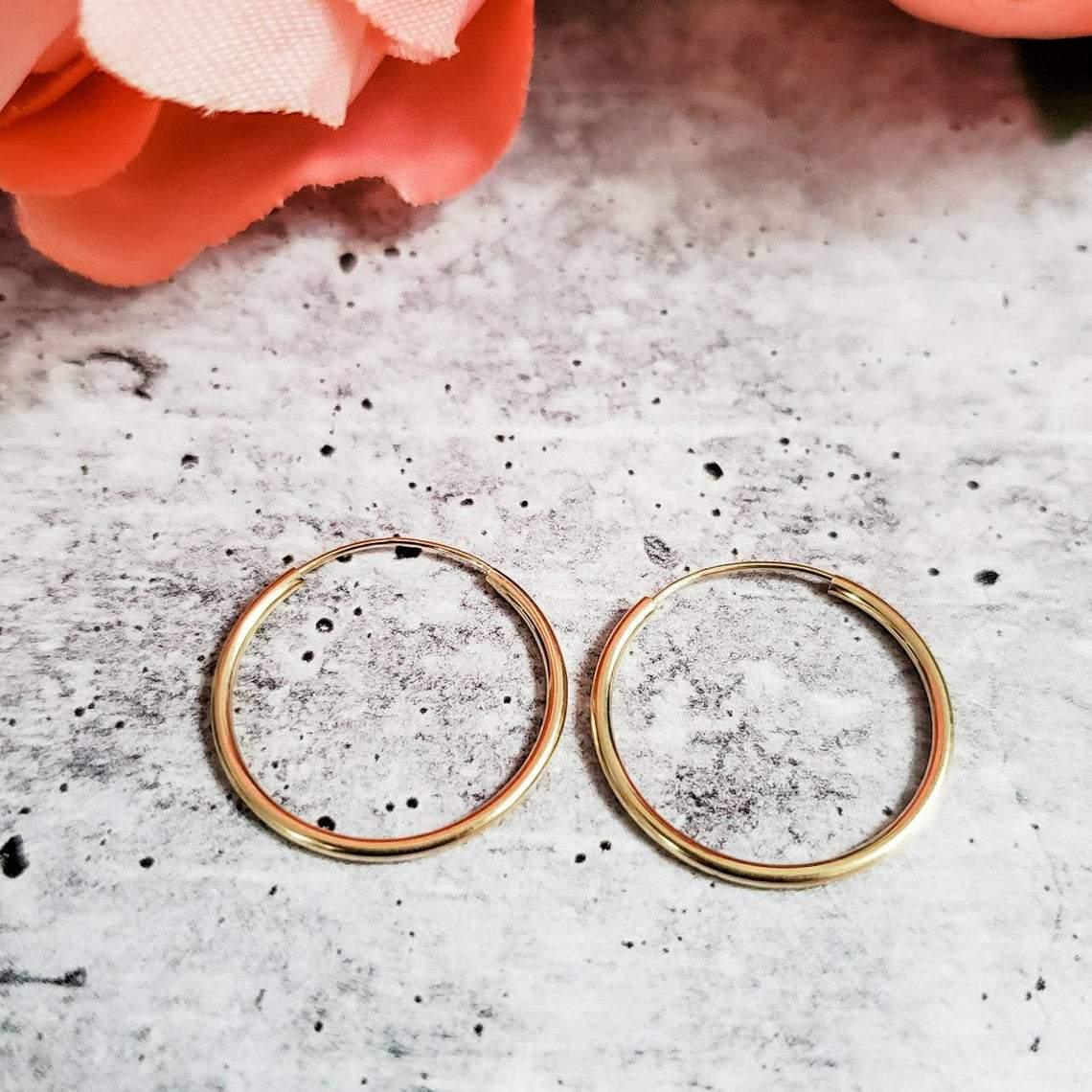 14K GOLD INITIAL ENDLESS HOOP EARRINGS