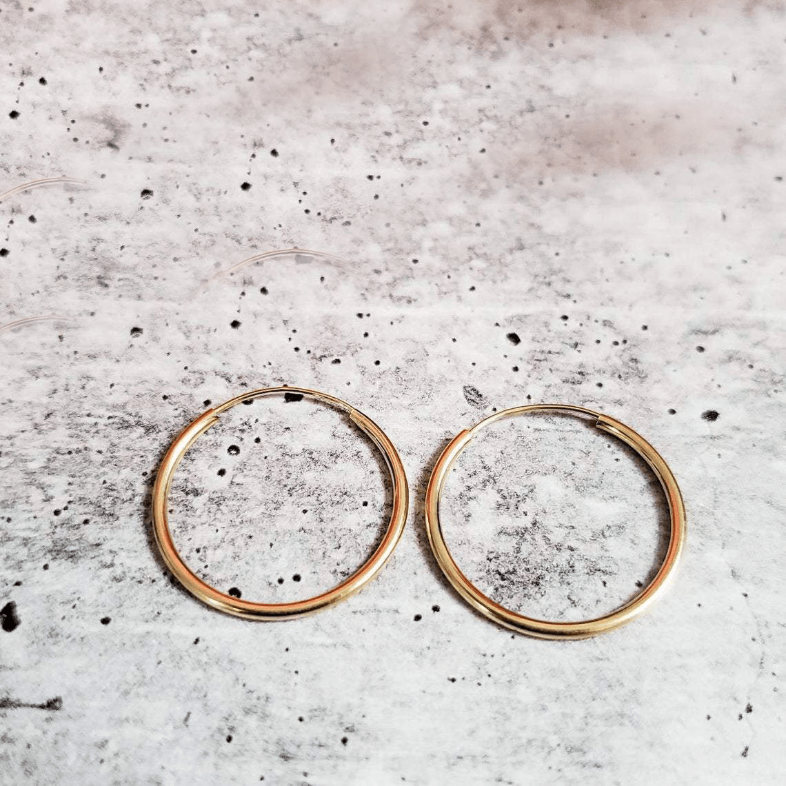 14K GOLD INITIAL ENDLESS HOOP EARRINGS