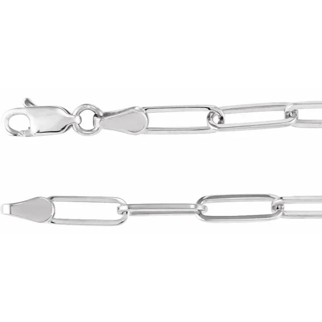 STERLING SILVER 3.85 MM PAPERCLIP-STYLE 7 CHAIN