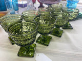 VTG 8PC AVOCADO GLASS PEDESTAL GLASSES SET