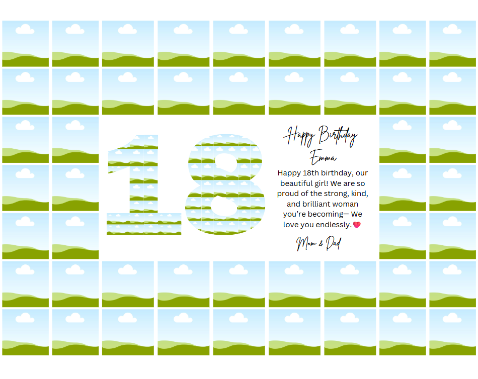 18th Birthday Milestone Photo Collage Template – Customizable Canva Design