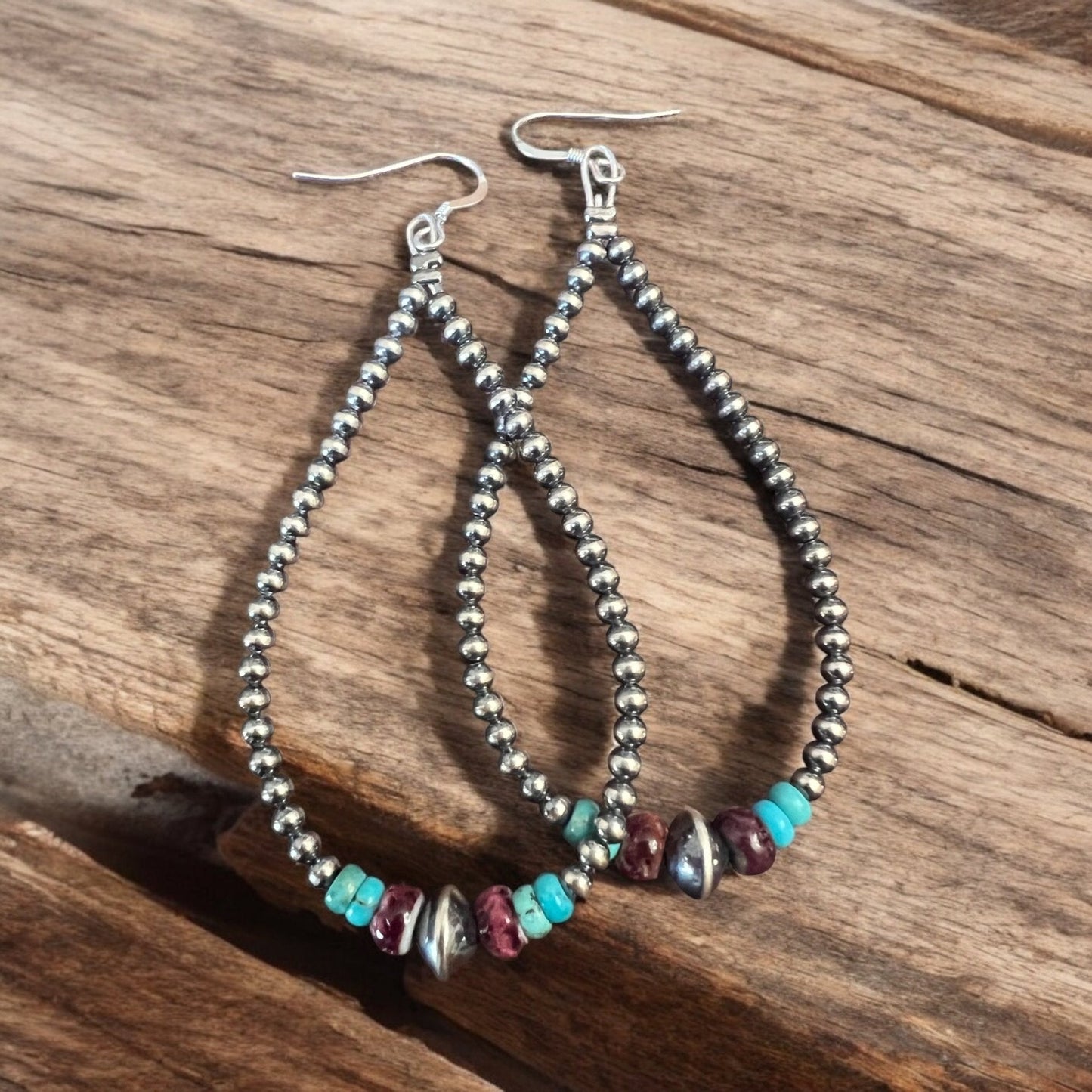 3 mm teardrop earrings Sterling Silver Pearls with Purple Spiny Oyster