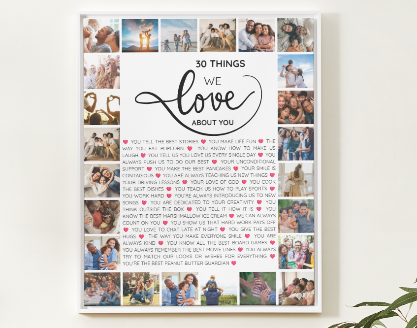 30 Things We Love About You – 30th Birthday Canva Wall Art Template