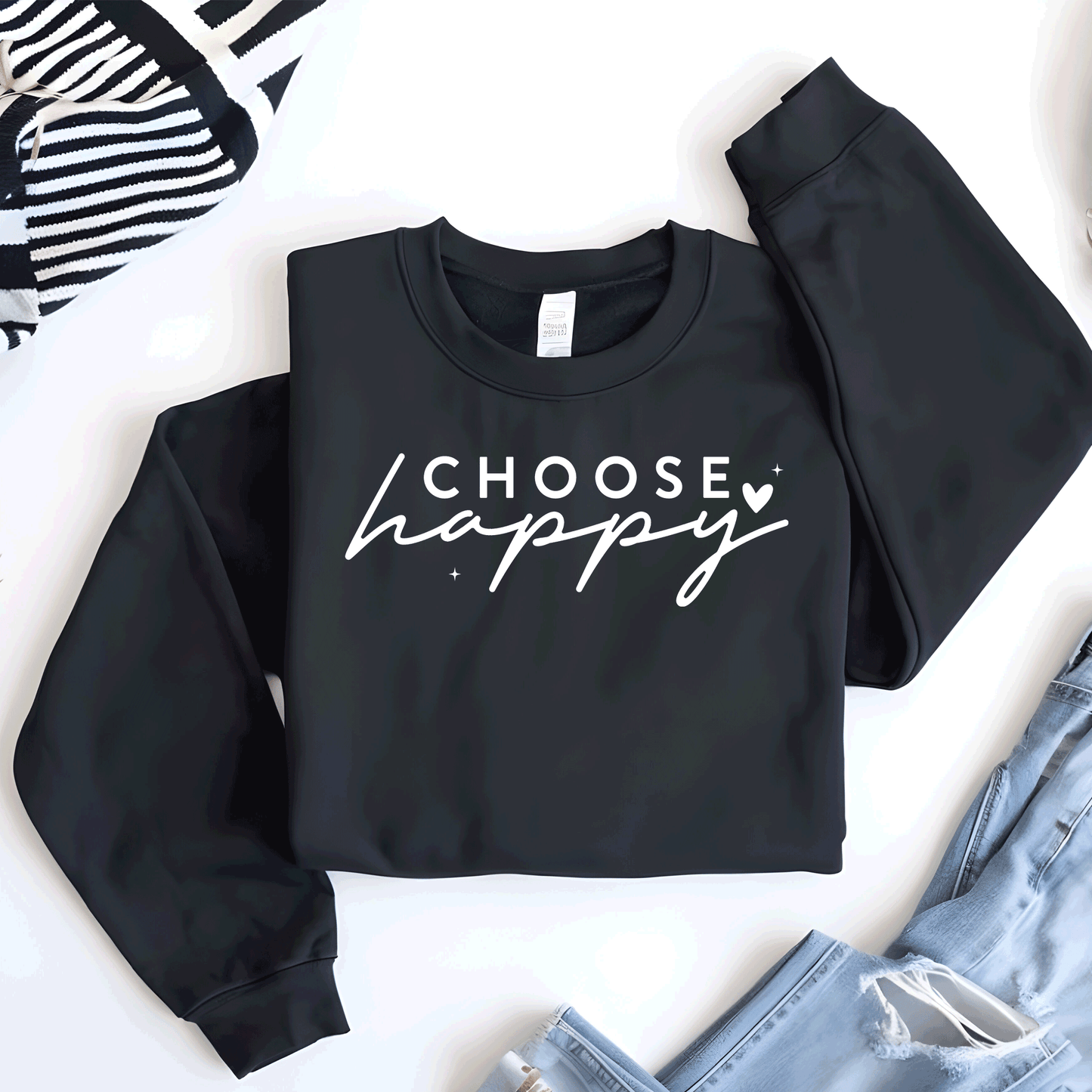 CHOOSE HAPPY SWEATSHIRT, CHOOSE HAPPY T SHIRT , POSITIVE VIBES SWEATSHIRT, INSPIRING GIFT, BACK TO SCHOOL SWEATSHIRT, GIFTS FOR WOMEN