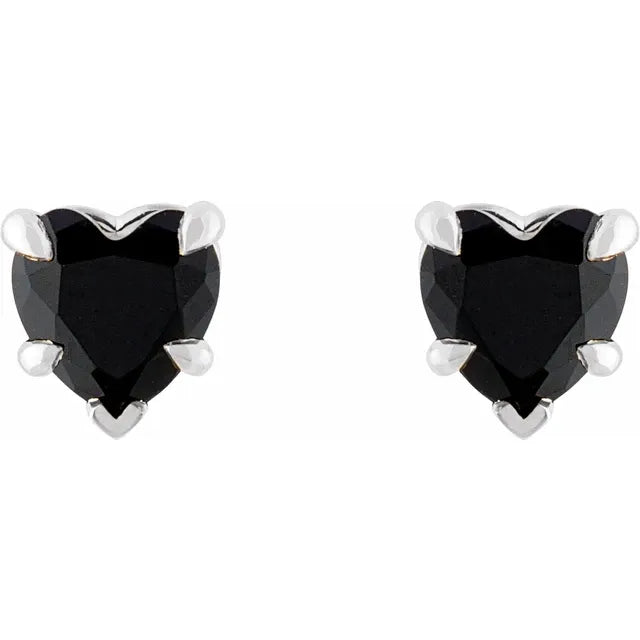 STERLING SILVER NATURAL BLACK ONYX STUD EARRINGS