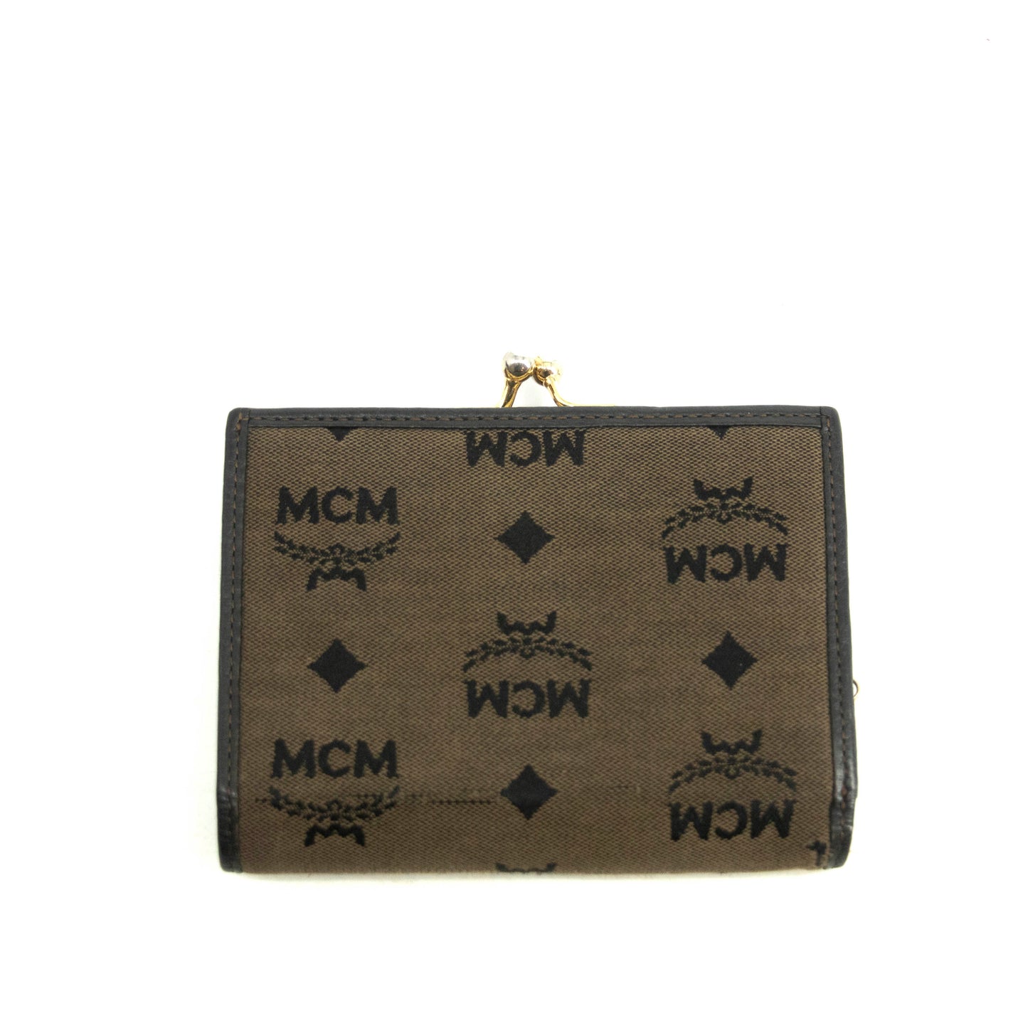MCM BROWN CANVAS KISSLOCK WALLET #3937