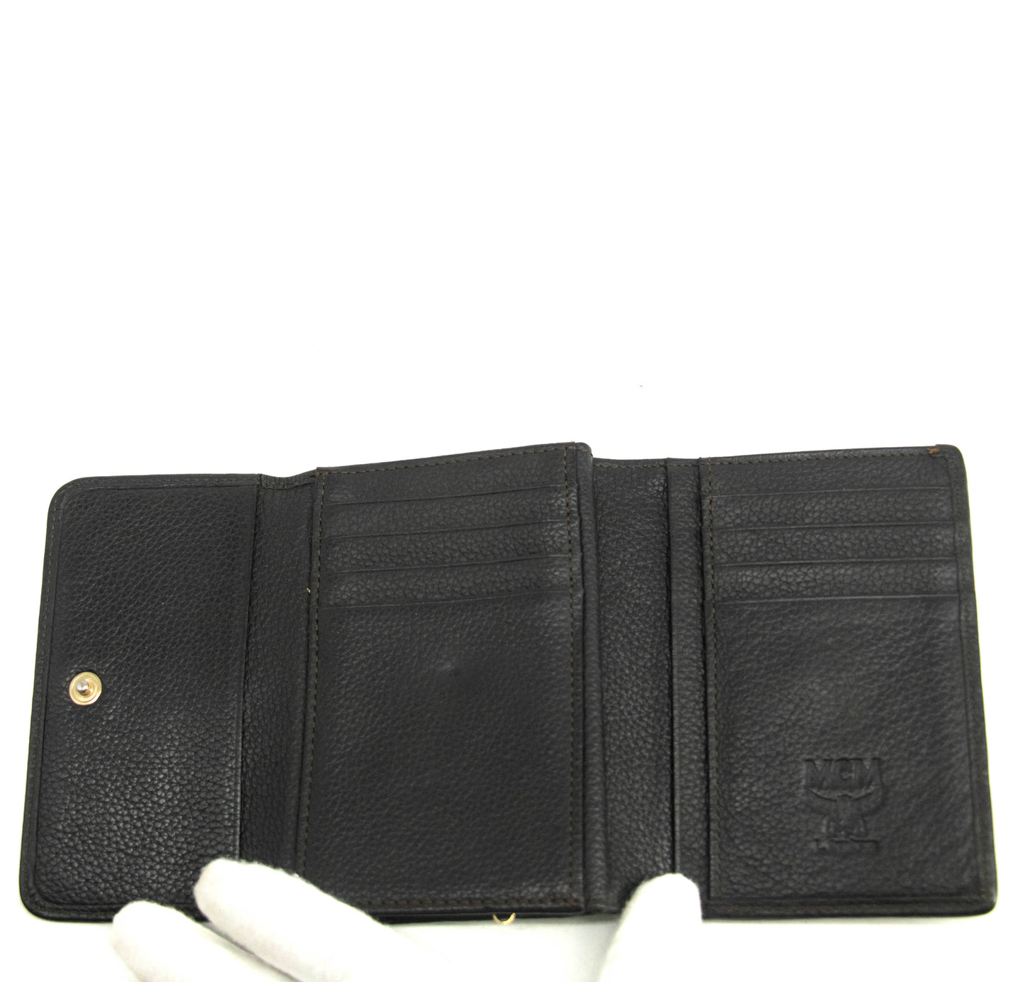 MCM BROWN CANVAS KISSLOCK WALLET #3937