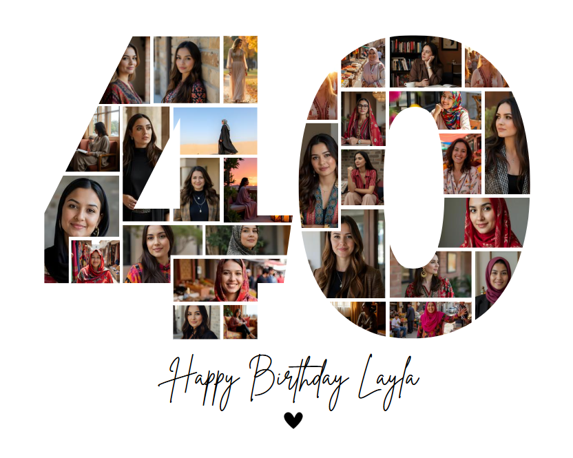 40th Birthday Photo Collage Canva Template – Customizable Milestone Memory