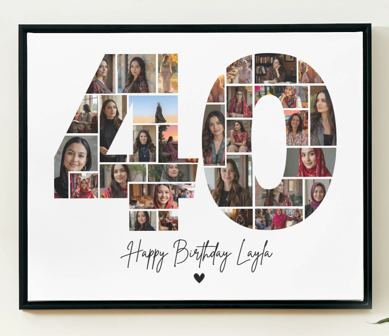 40th Birthday Photo Collage Canva Template – Customizable Milestone Memory