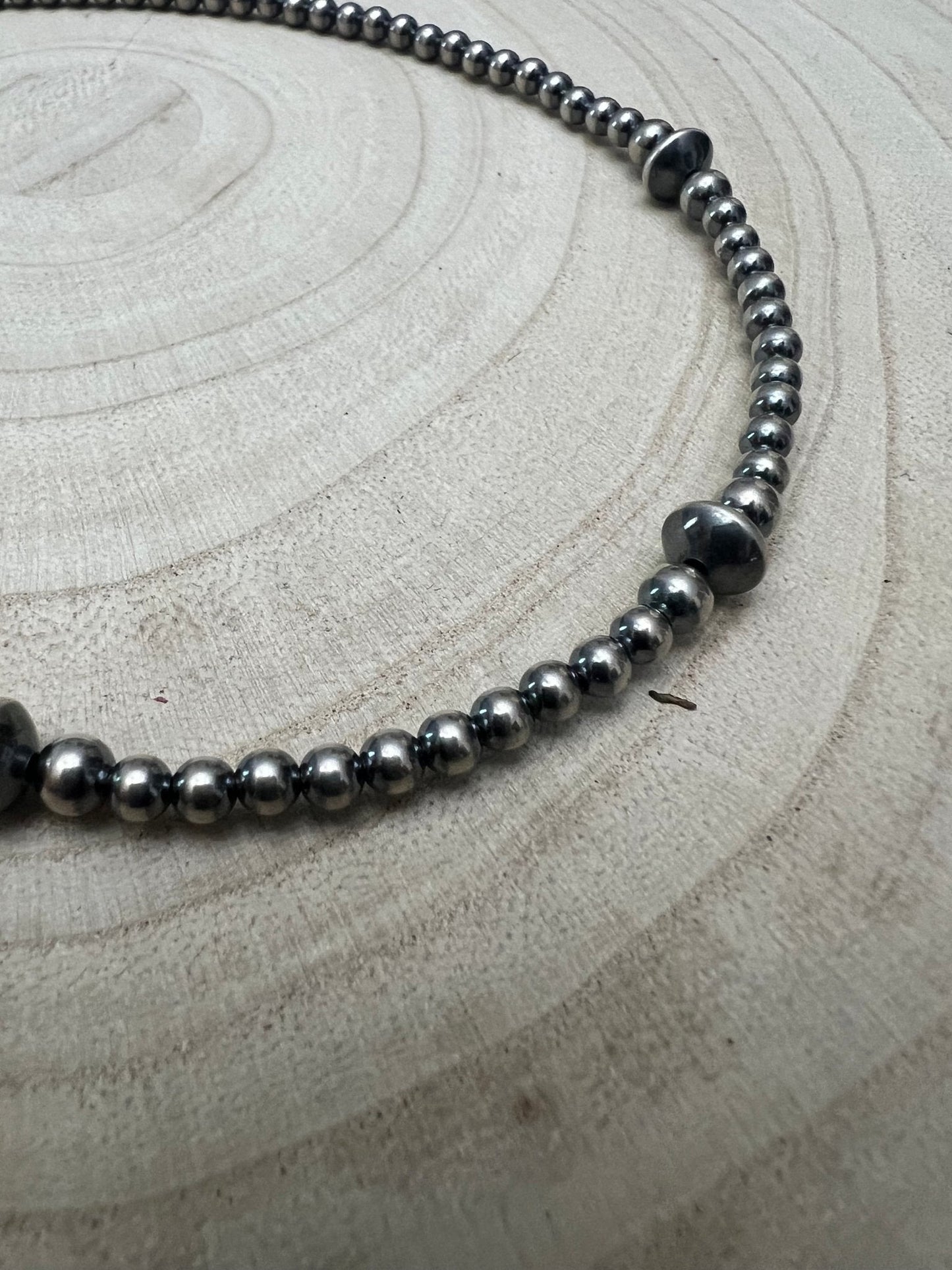4mm Sterling Pearl & Saucer Bead Choker - 14 inch choker - Top Seller