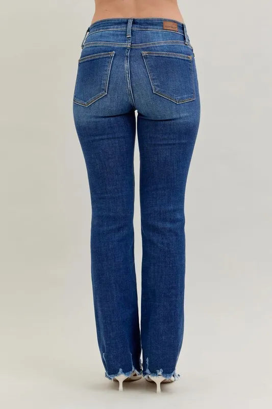 JUDY BLUE FULL SIZE MID-RISE NON-DISTRESSED HEM BOOTCUT JEANS PLUS SIZE
