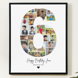 6th Birthday Photo Collage Canva Template – Editable Milestone Poster