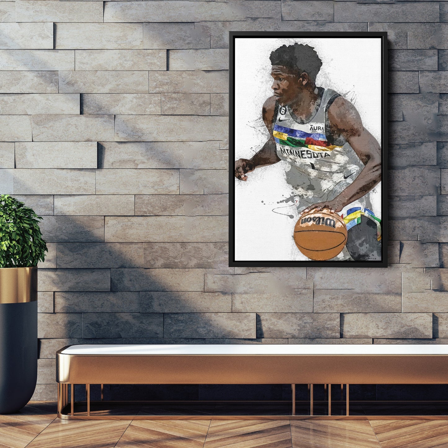 ANTHONY EDWARDS CANVAS ART – MINNESOTA TIMBERWOLVES WALL DECOR