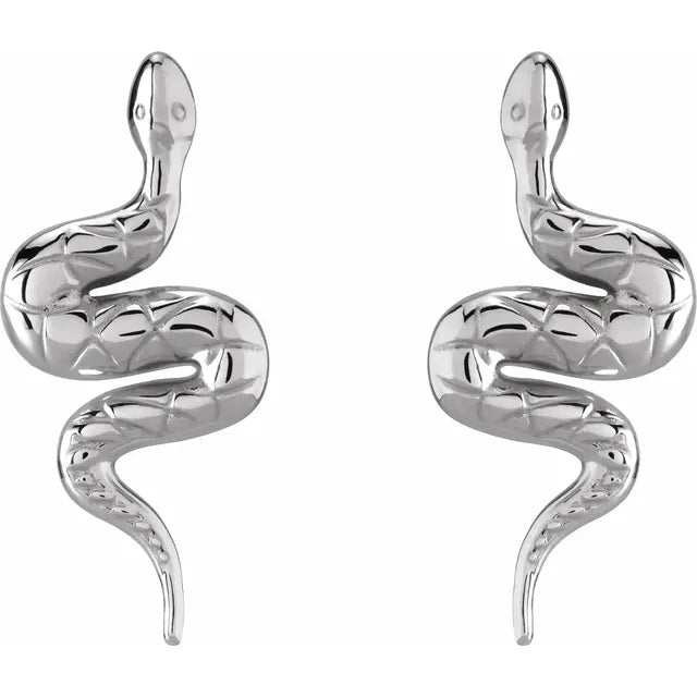 STERLING SILVER PAIR SNAKE FRICTION BACK EARRING