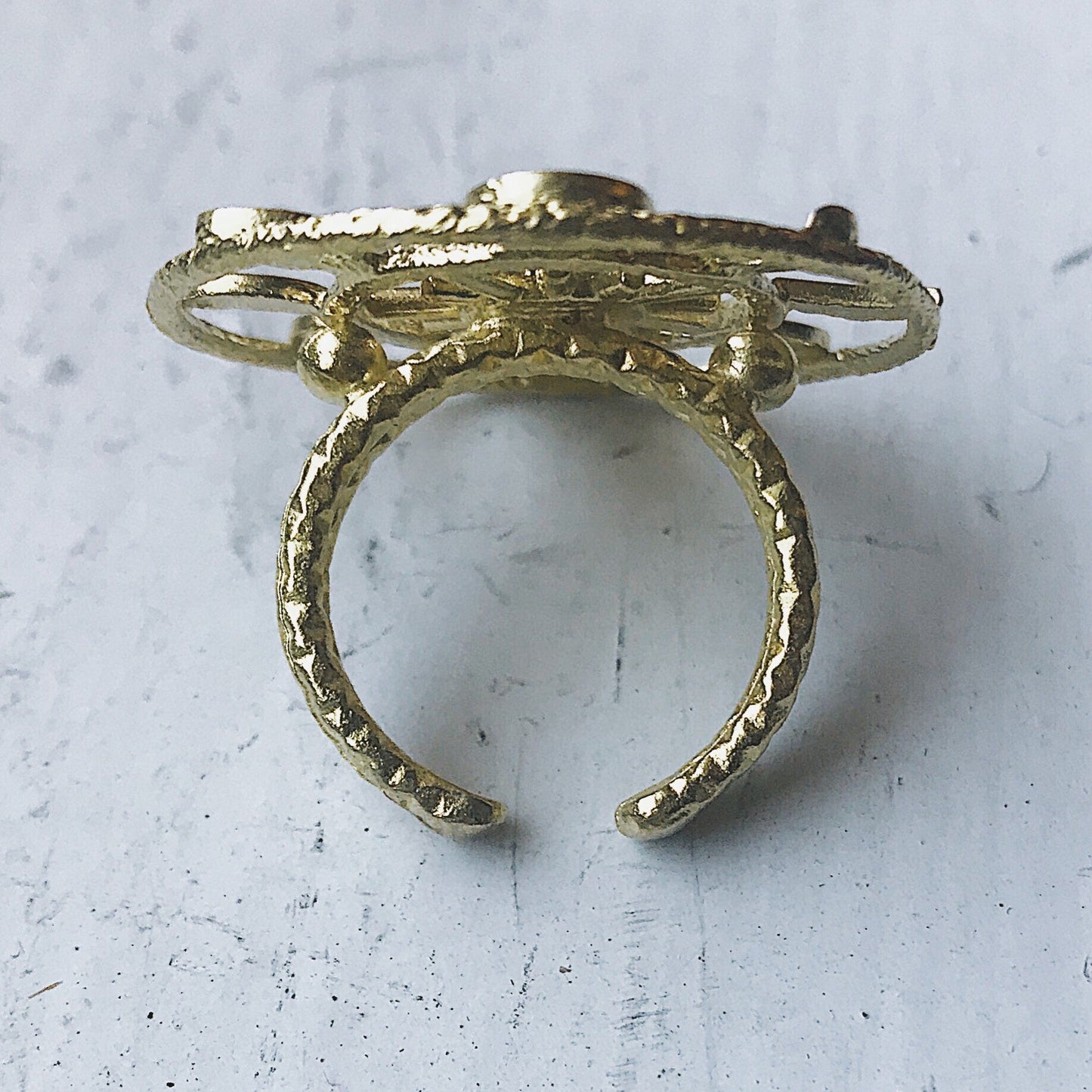 LARGE MOON PHASE STATEMENT COCKTAIL RING