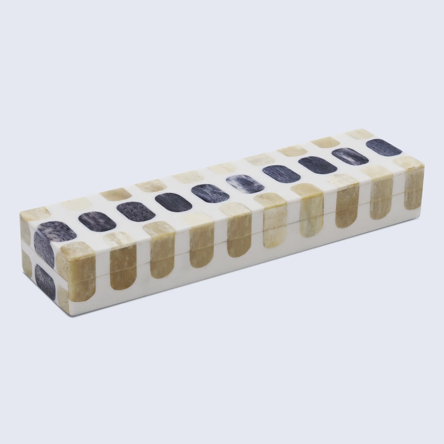 PATISSERIE CARAMEL BONE & RESIN INLAY DECORATIVE STORAGE BOX - 7 SIZES