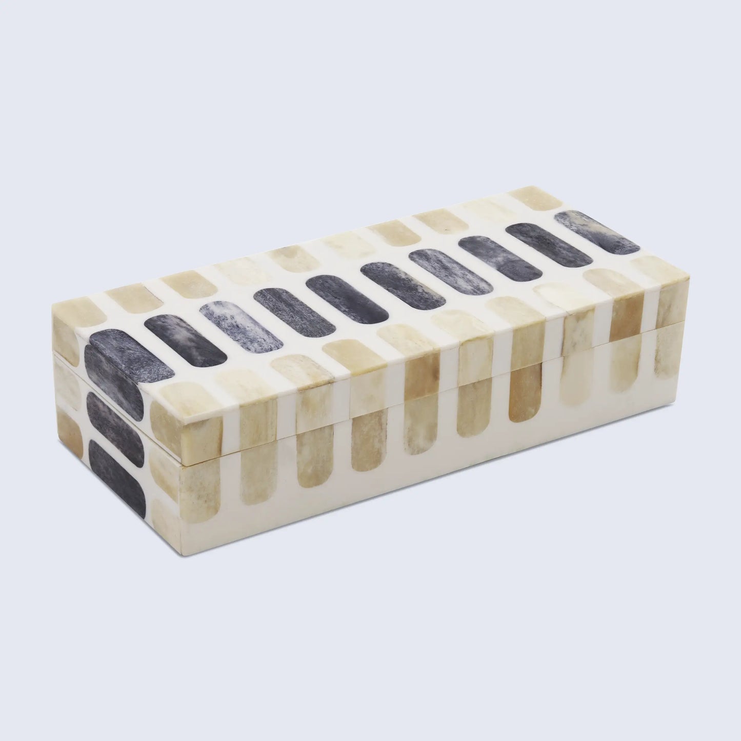PATISSERIE CARAMEL BONE & RESIN INLAY DECORATIVE STORAGE BOX - 7 SIZES