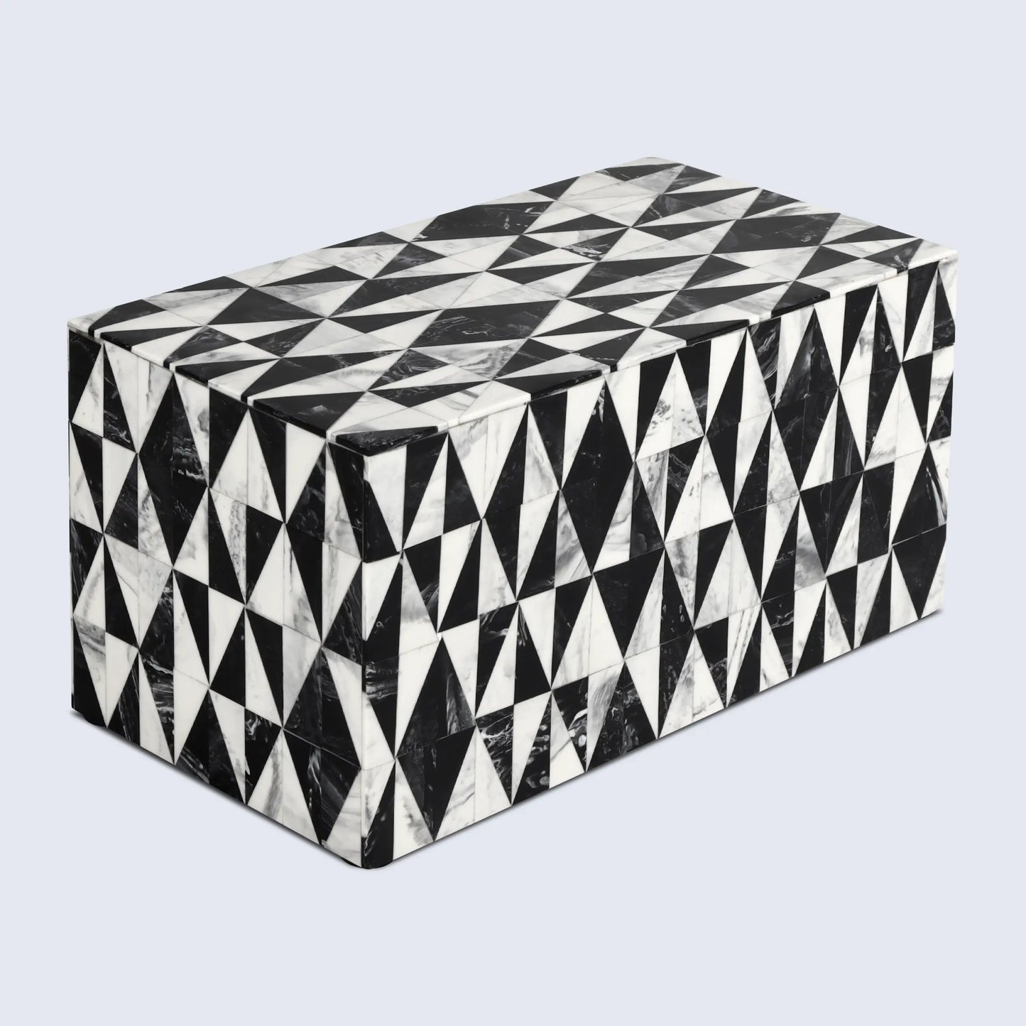 DECORATIVE STORAGE BOX MEDLEY HARLEQUIN RESIN INLAY IN 7 SIZES, BLACK & WHITE