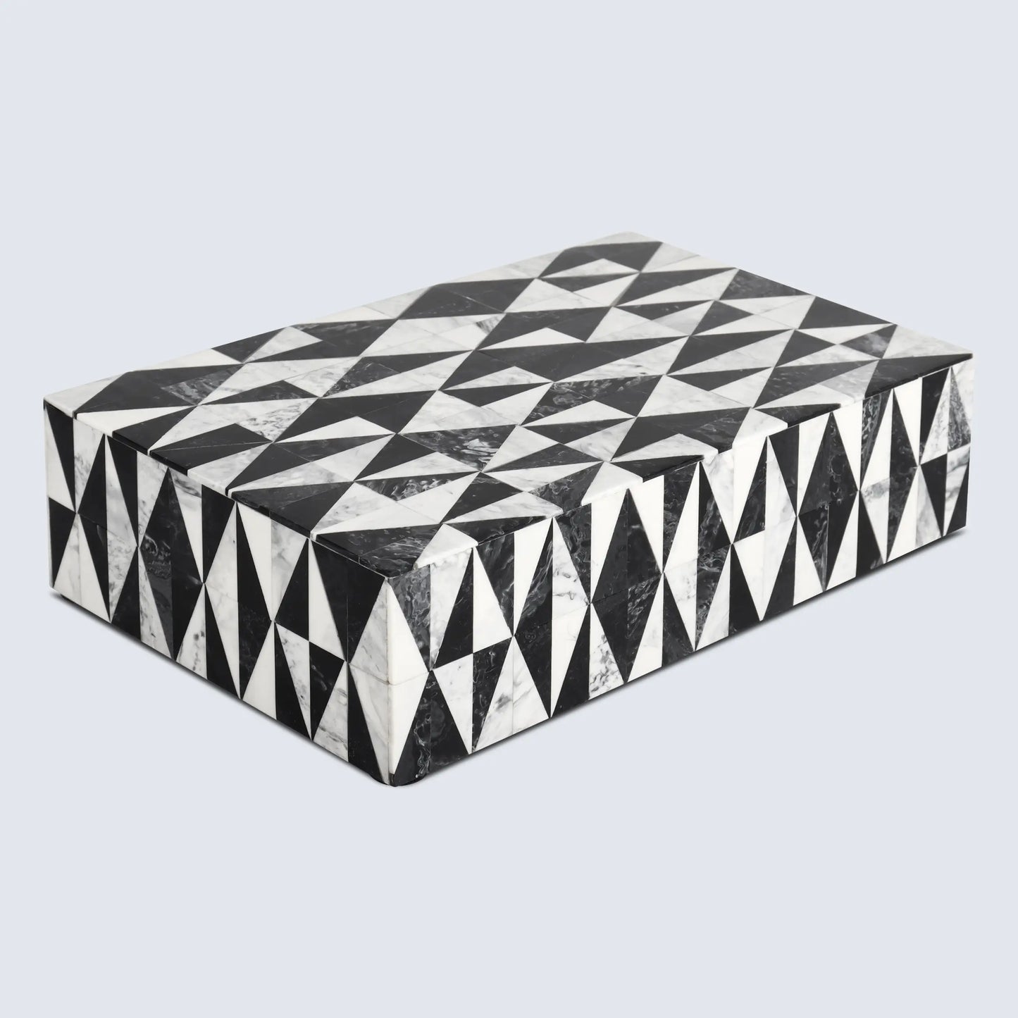 DECORATIVE STORAGE BOX MEDLEY HARLEQUIN RESIN INLAY IN 7 SIZES, BLACK & WHITE