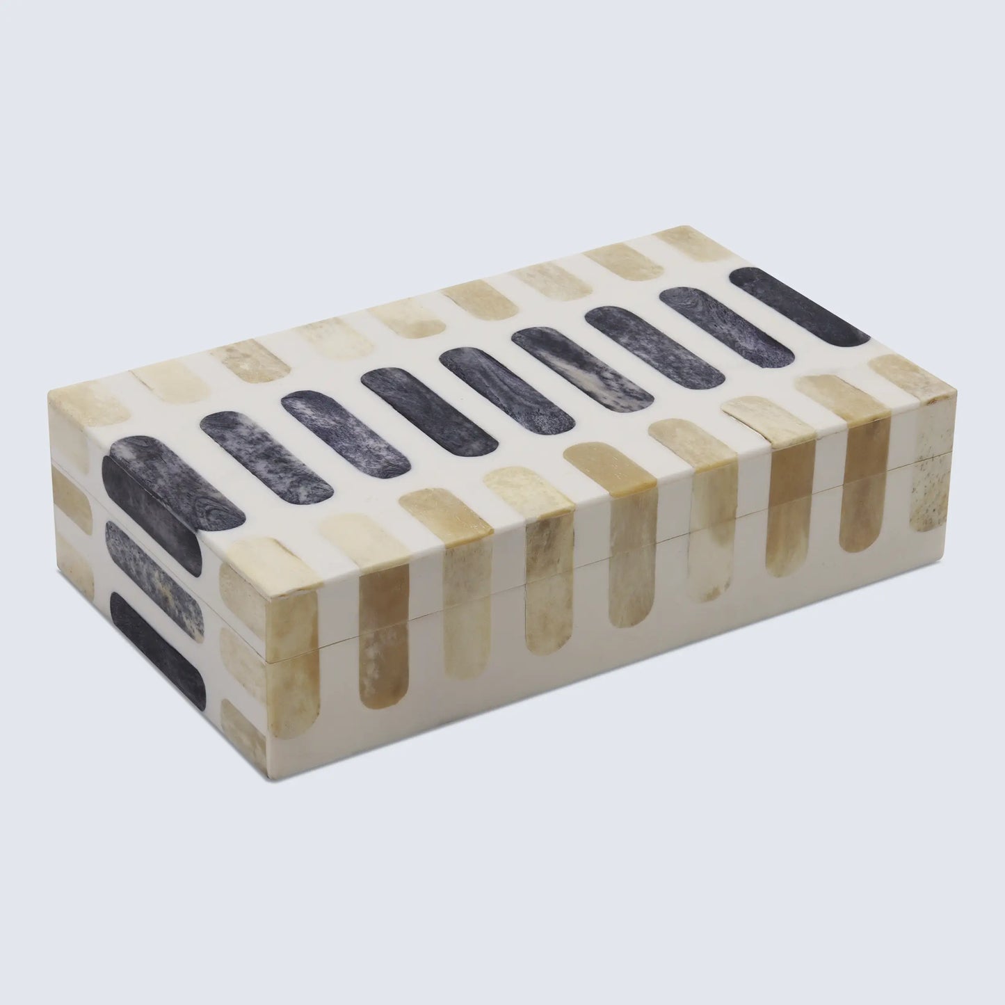 PATISSERIE CARAMEL BONE & RESIN INLAY DECORATIVE STORAGE BOX - 7 SIZES
