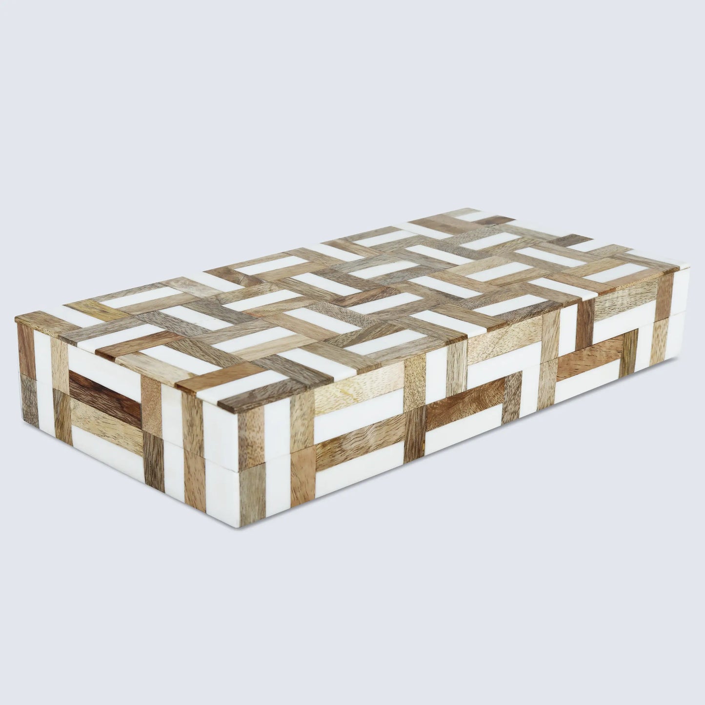 MARQUET CHASE WOOD & RESIN INLAY DECORATIVE STORAGE BOX