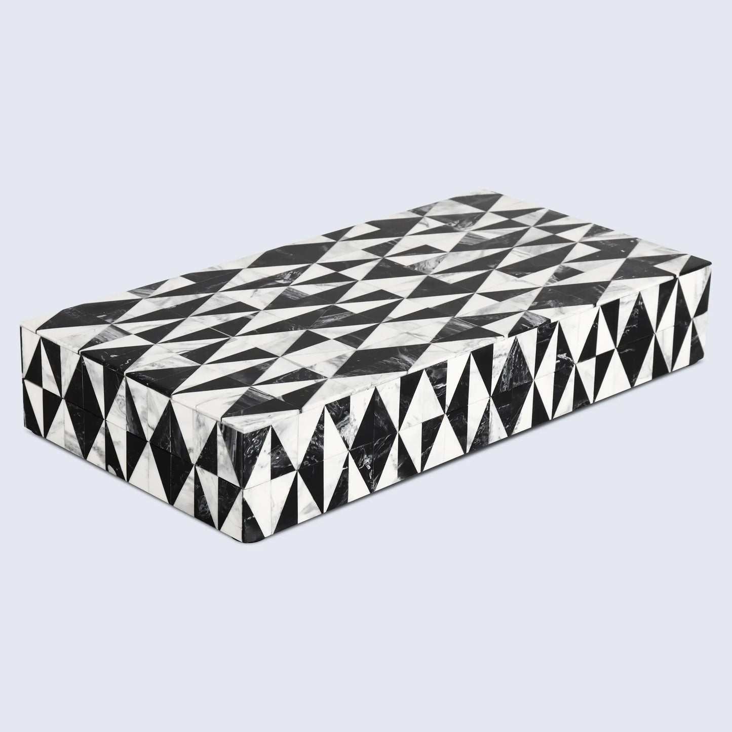DECORATIVE STORAGE BOX MEDLEY HARLEQUIN RESIN INLAY IN 7 SIZES, BLACK & WHITE