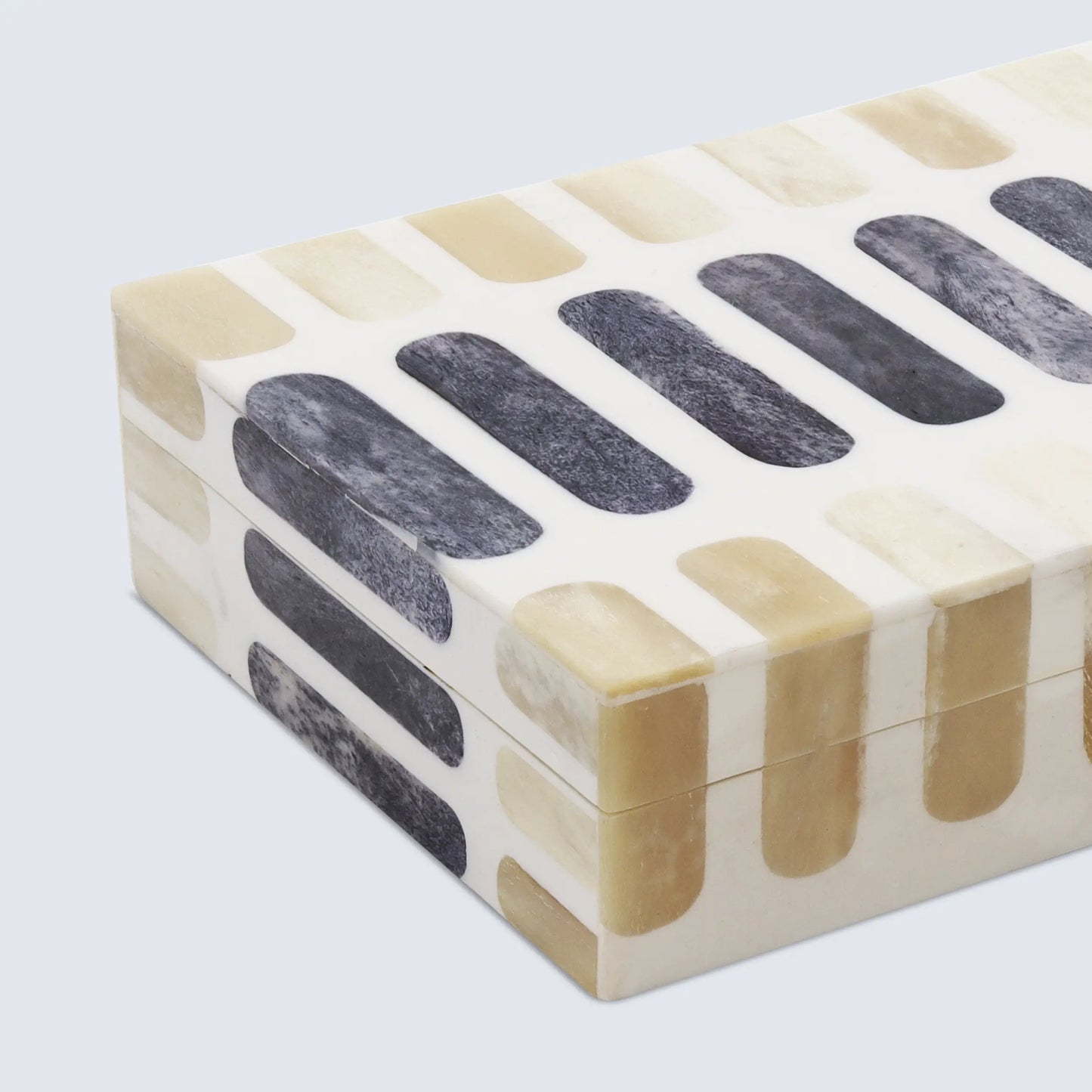 PATISSERIE CARAMEL BONE & RESIN INLAY DECORATIVE STORAGE BOX - 7 SIZES
