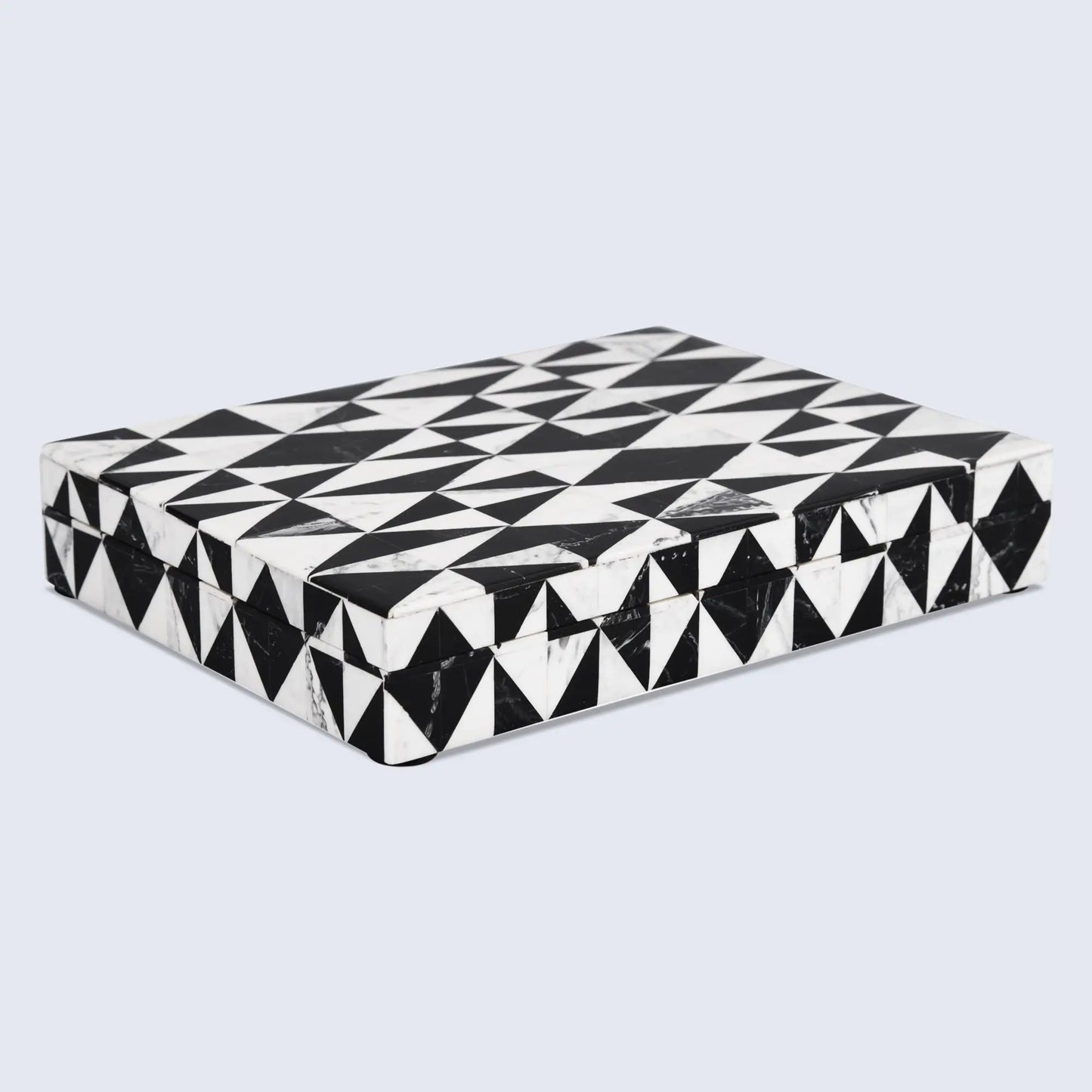 DECORATIVE STORAGE BOX MEDLEY HARLEQUIN RESIN INLAY IN 7 SIZES, BLACK & WHITE