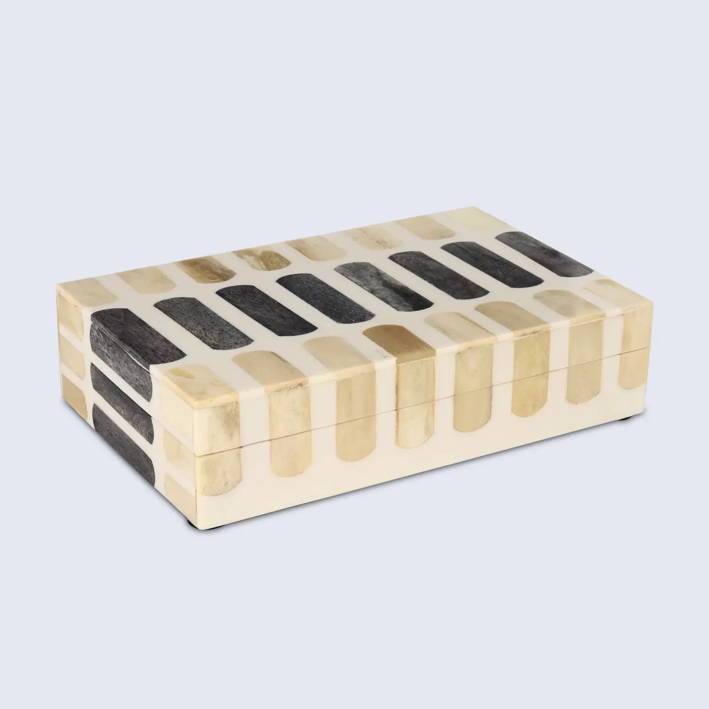 PATISSERIE CARAMEL BONE & RESIN INLAY DECORATIVE STORAGE BOX - 7 SIZES
