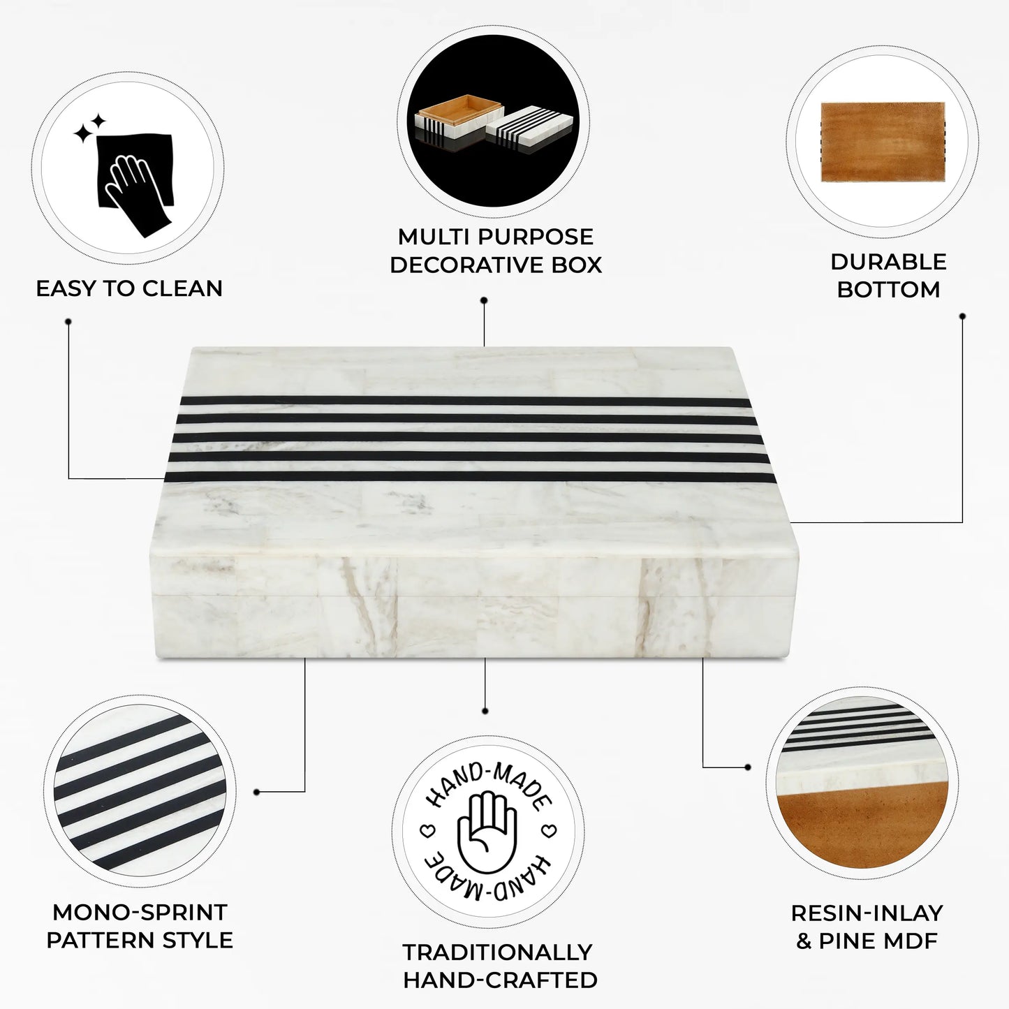MONO SPRINT RESIN INLAY DECORATIVE STORAGE BOX IN 7 SIZES