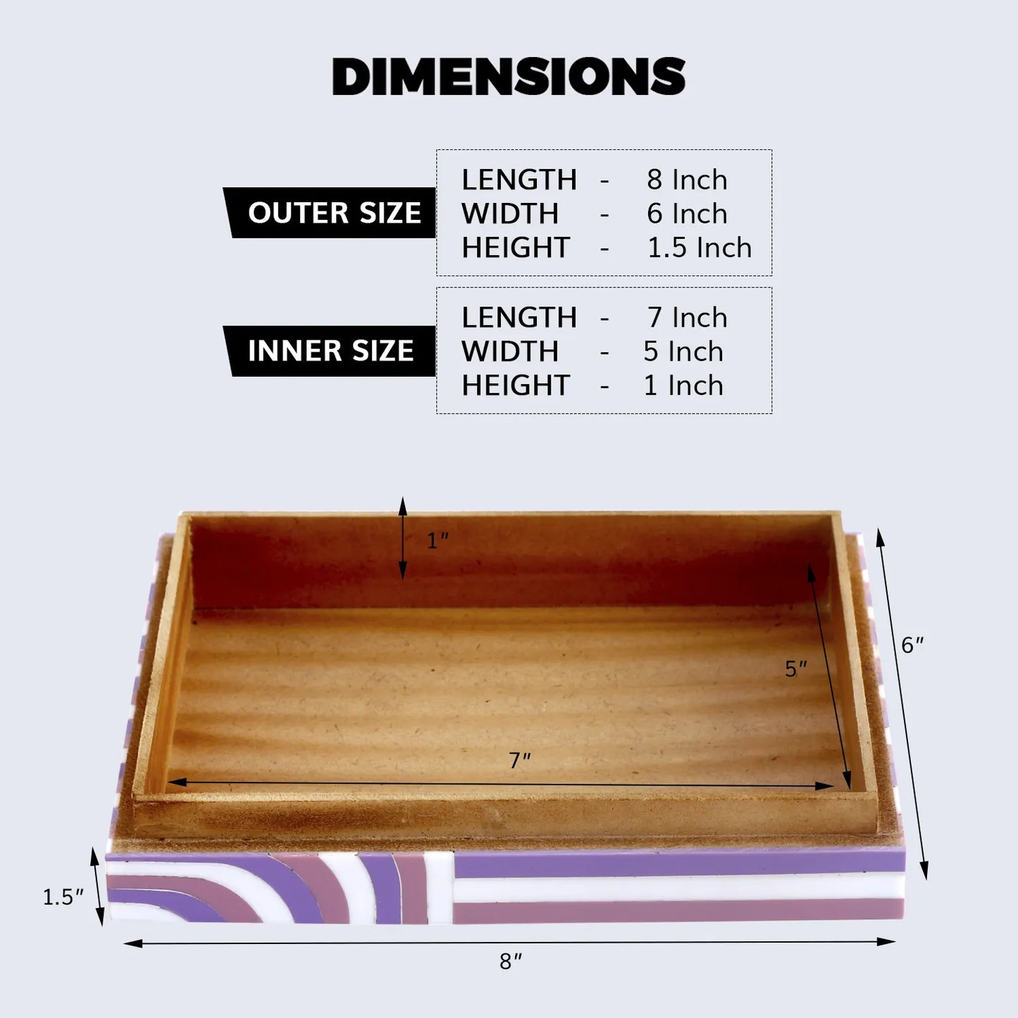 DECORATIVE STORAGE BOX CARNABY SWING RESIN INLAY 8 X 6 X 1.5 INCH