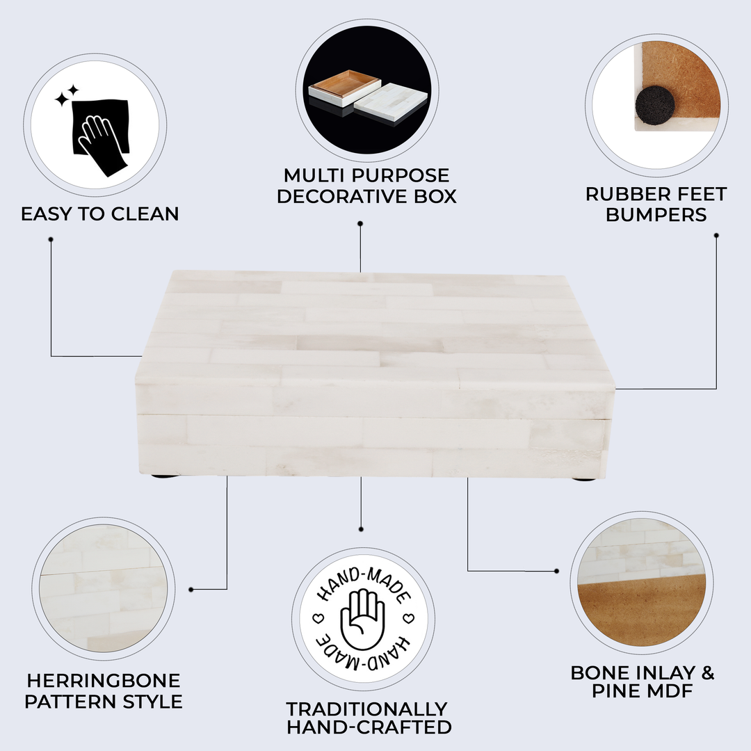 DECORATIVE STORAGE BOX PLAIN WHITE BONE INLAY IN 8 SIZES