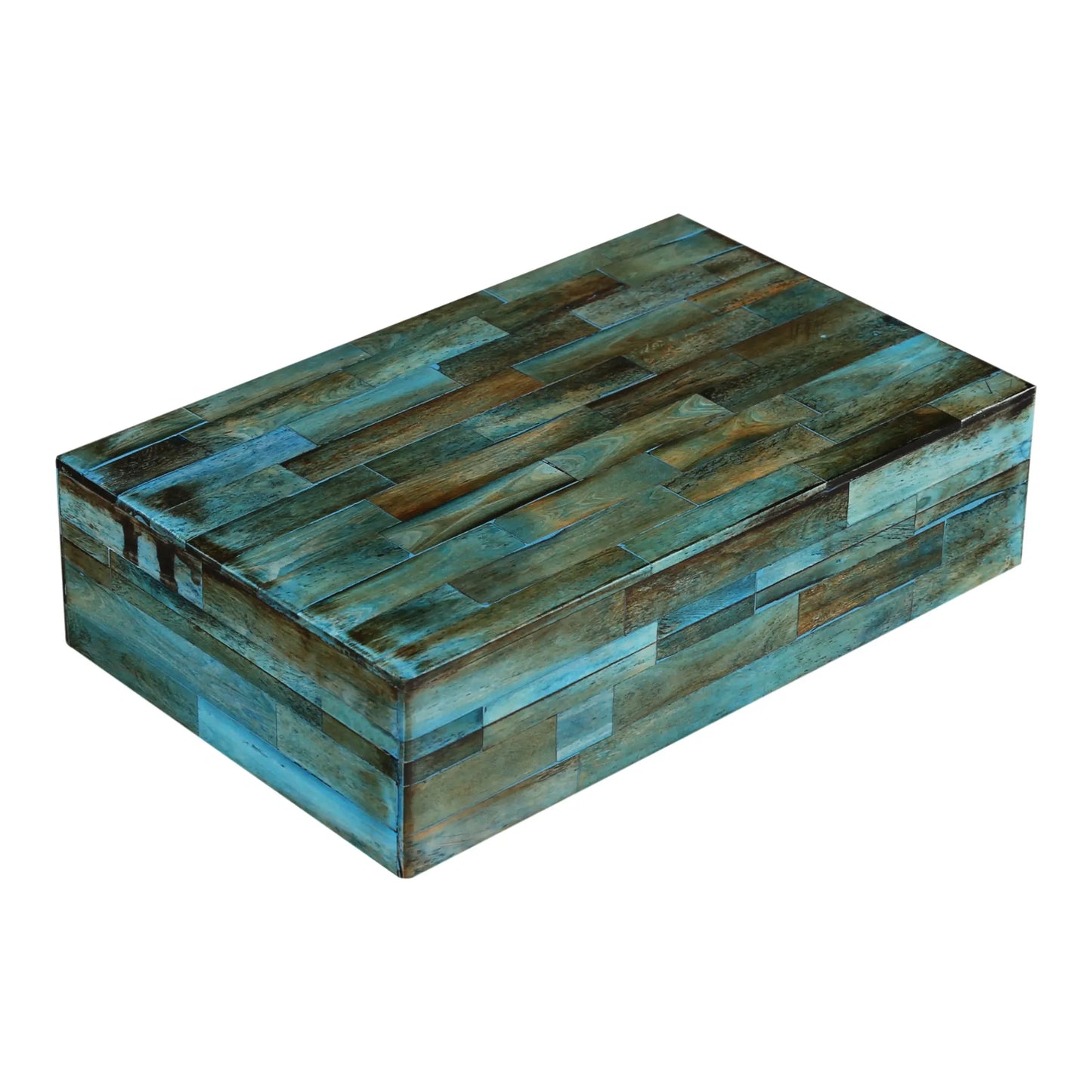 DECORATIVE STORAGE BOX VERDIGRIS BONE INLAY IN 7 SIZES