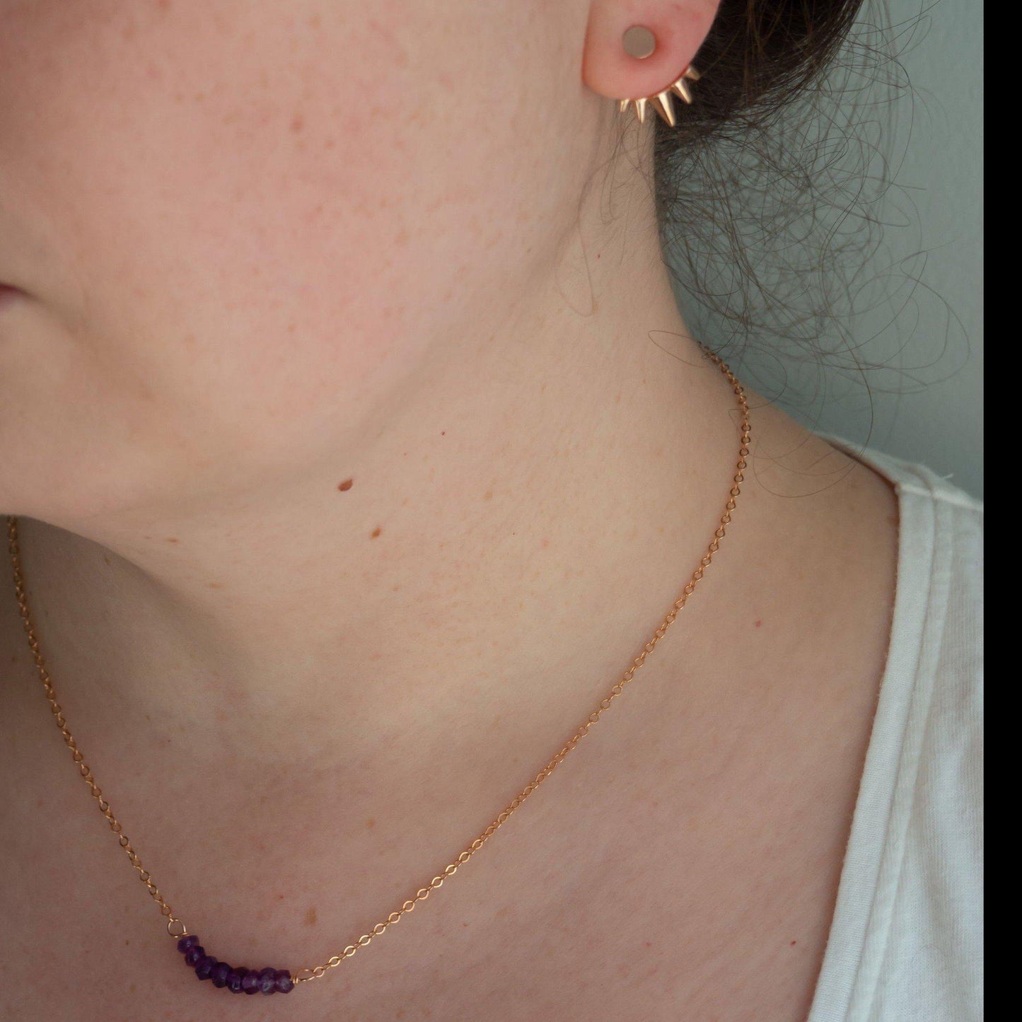 BABY BLUE AQUAMARINE CRYSTAL BEADED BAR NECKLACE