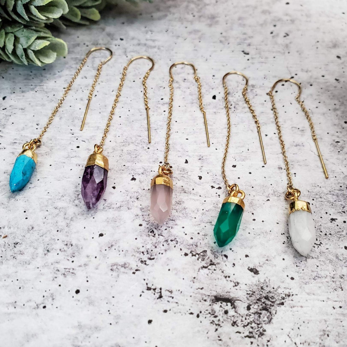 CRYSTAL THREADER LONG DANGLE STATEMENT EARRINGS