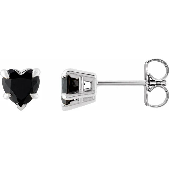 STERLING SILVER NATURAL BLACK ONYX STUD EARRINGS