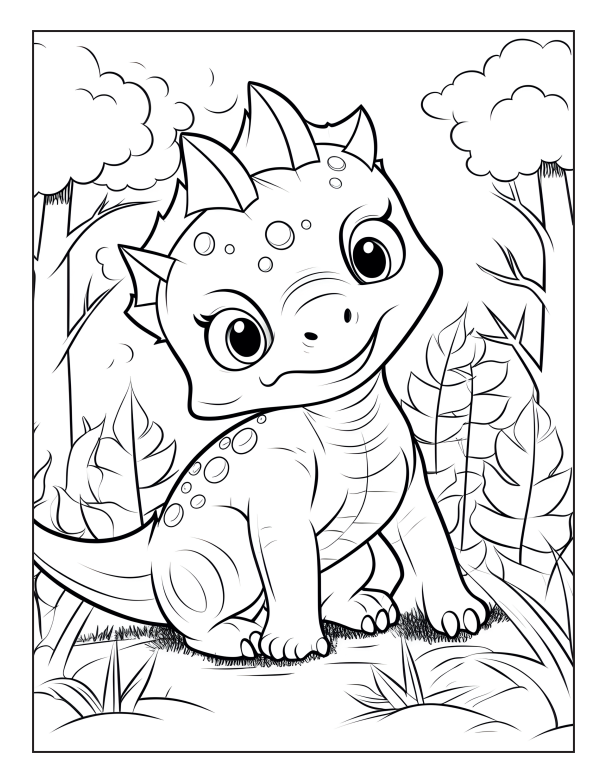 50 Cute Dinosaur Coloring Pages – Instant Download PDF