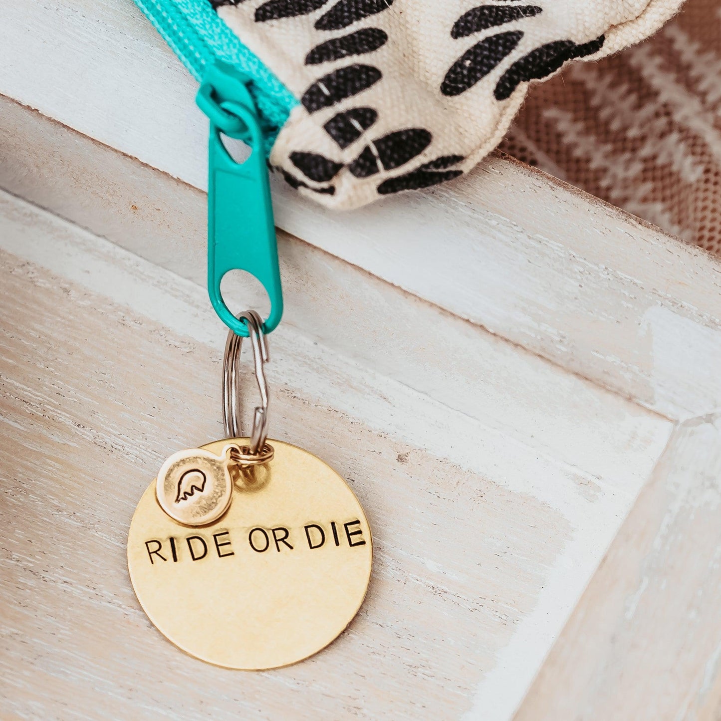 DO NO HARM TAKE NO SHIT BRASS DISC KEYCHAIN