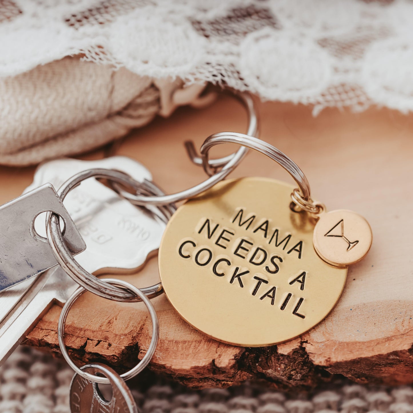 DO NO HARM TAKE NO SHIT BRASS DISC KEYCHAIN