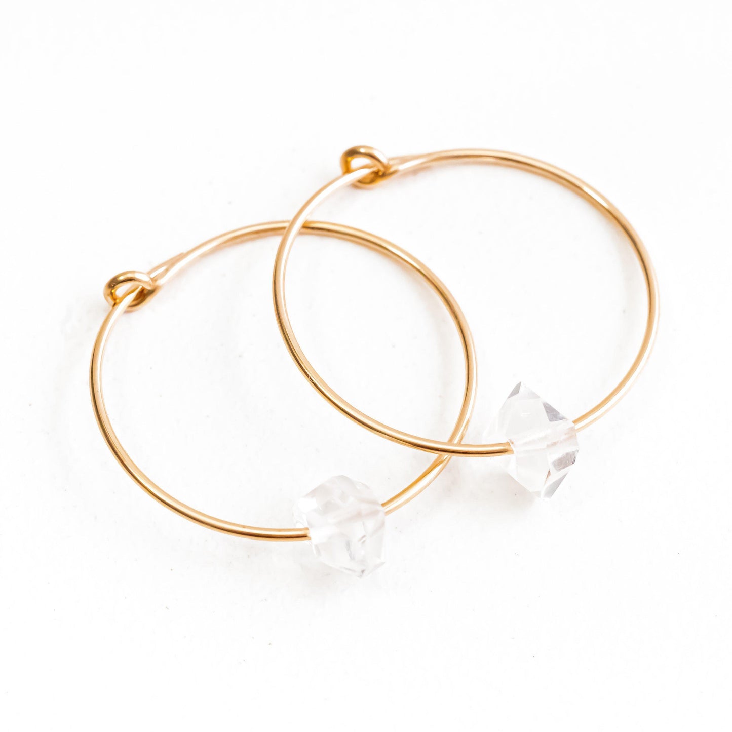 DAINTY HERKIMER CRYSTAL HOOP EARRINGS