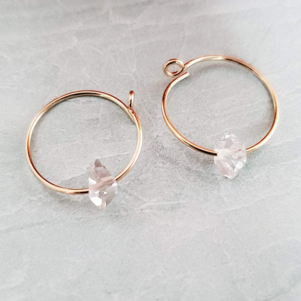 DAINTY HERKIMER CRYSTAL HOOP EARRINGS