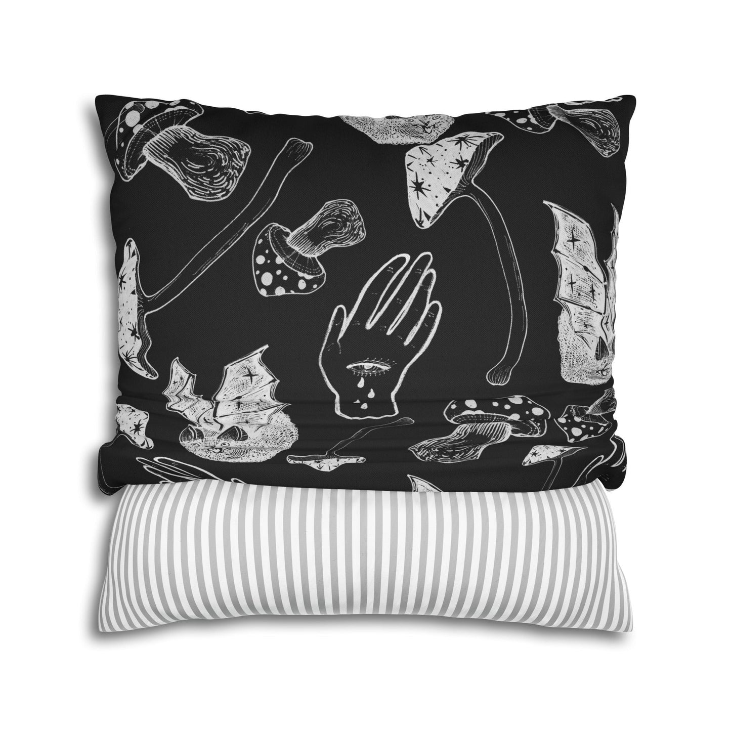 SPOOKY SPELLS, BATS, AND MUSHROOMS THROW PILLOW