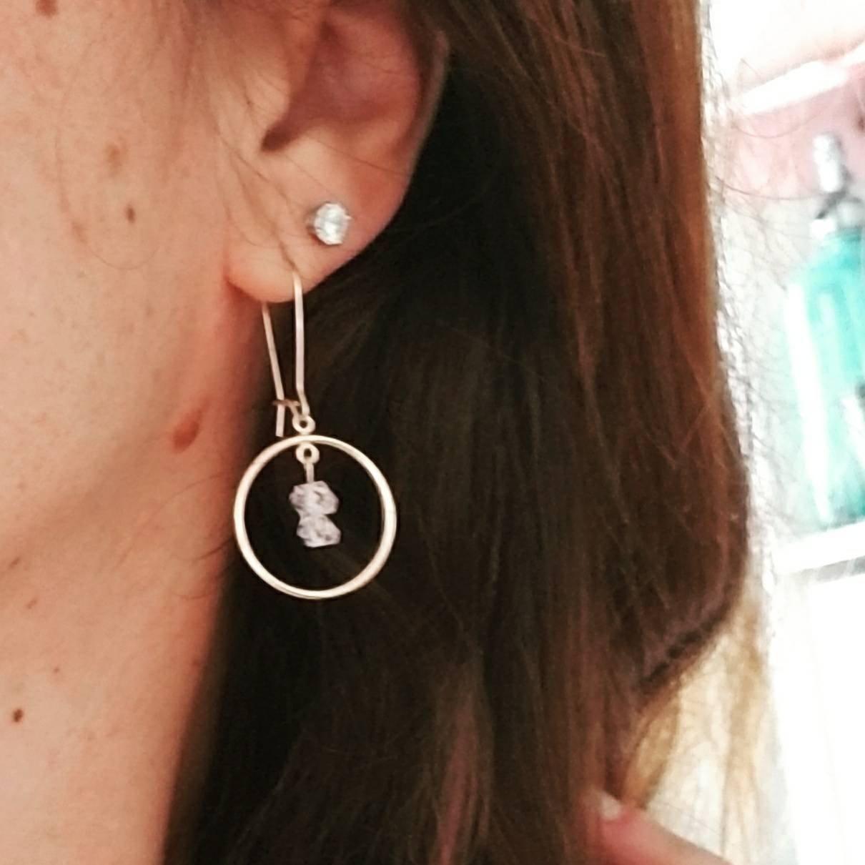 HERKIMER DIAMOND CHANDELIER HOOP EARRINGS