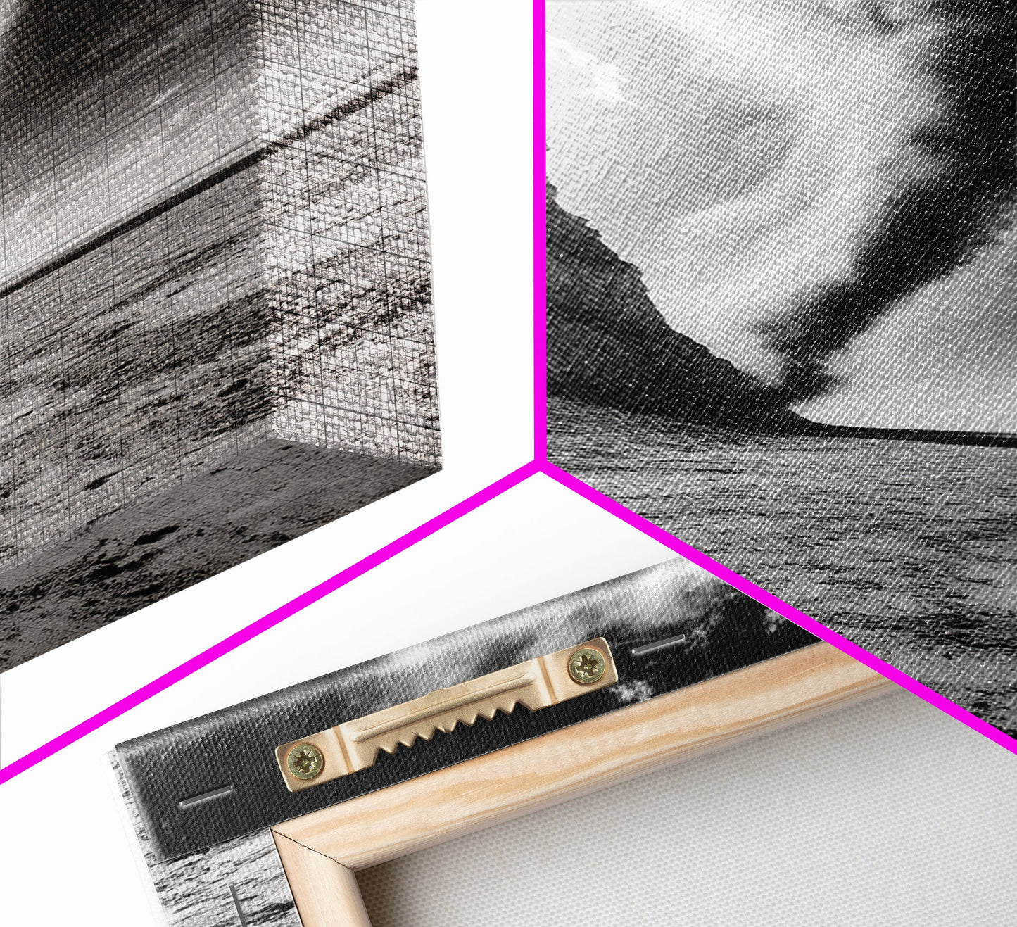 TORNADO BEACH SCENE, STORMY SKIES, BLACK AND WHITE DRAMA, NATURE PHOTOGRAPHY, FRAMED CANVAS PRINT, OFFICE WALL ART, MOODY MINIMALIST DECOR