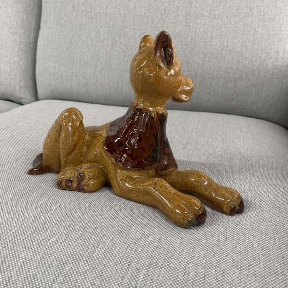 LARGE AMBER CERAMIC DOG STATUE-Thriftique Marketplace