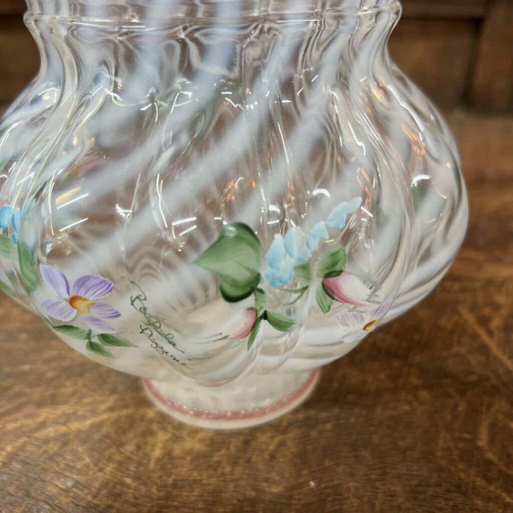 FENTON FRENCH OPALESCENT SPIRAL BASKET