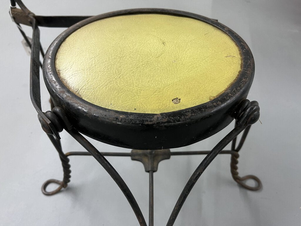 Antique Wrought Iron Shoe Shine Stool w/ Foot Rest